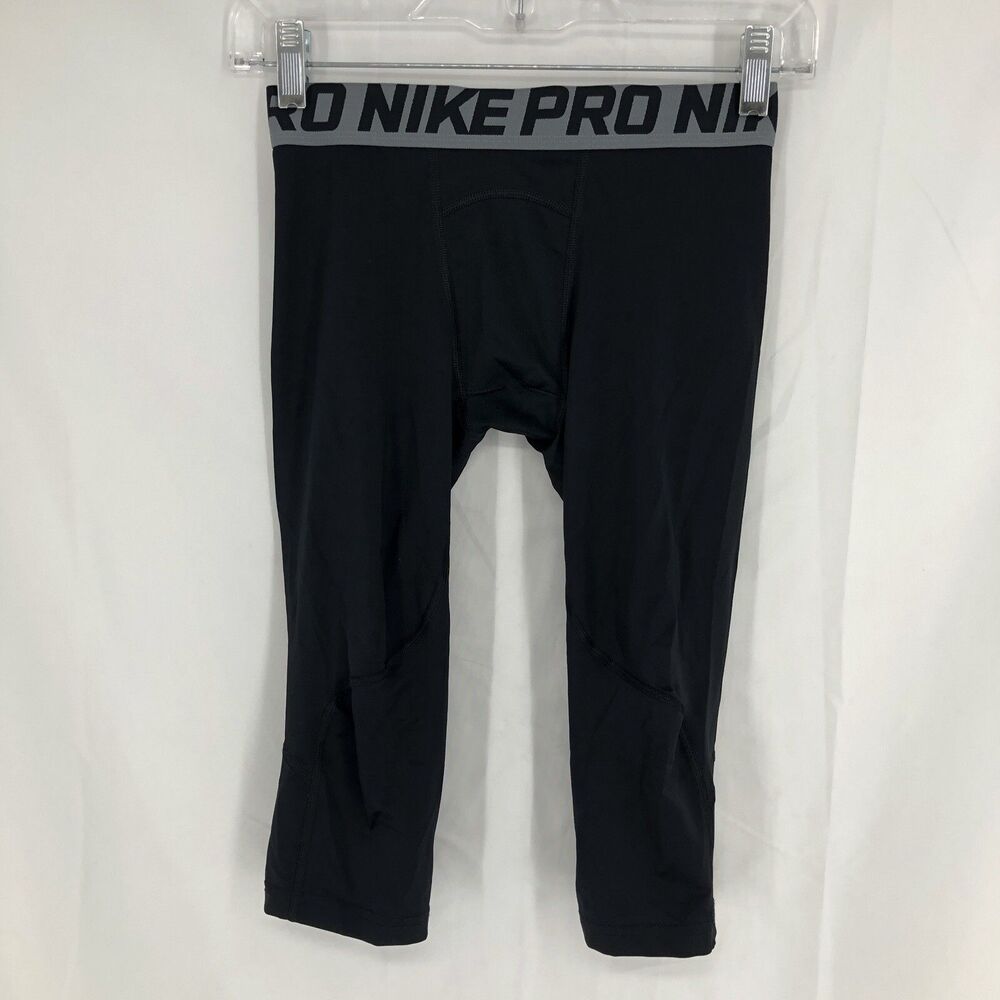 Nike Pro Dri-Fit Compression 3/4 Leggings Black Boys Youth 858228-011 Medium